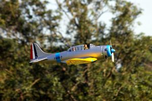Radio controlled Douglas Dauntless in flight